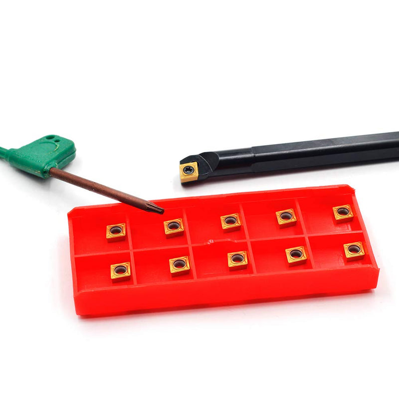 OOSCARBIDE 3/8"x 6" Indexable Boring Bar with10pcs CCMT21.51 (CCMT060204) Carbide Inserts, Right-Hand, High-Quality Solid Carbide, Multilayer Coating