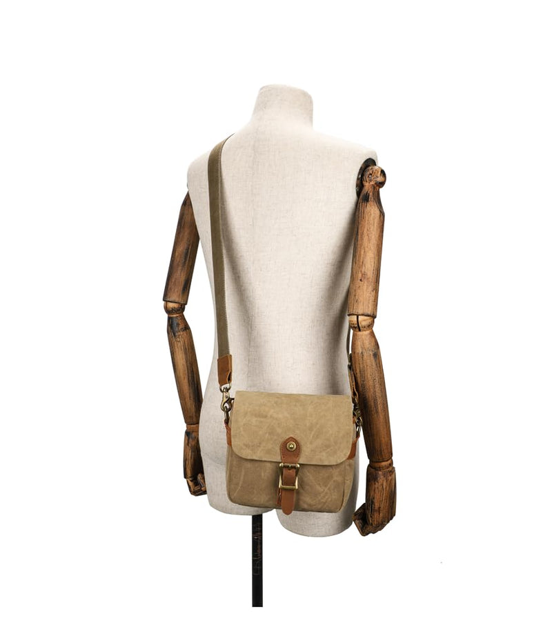 Vintage Canvas DSLR/SLR Camera Bag - Thick Protective Case for Camera and Lens - Water Resistant - Sling Shoulder Bag for Photography, Hiking, Shooting, and Traveling(Army Green) Army Green
