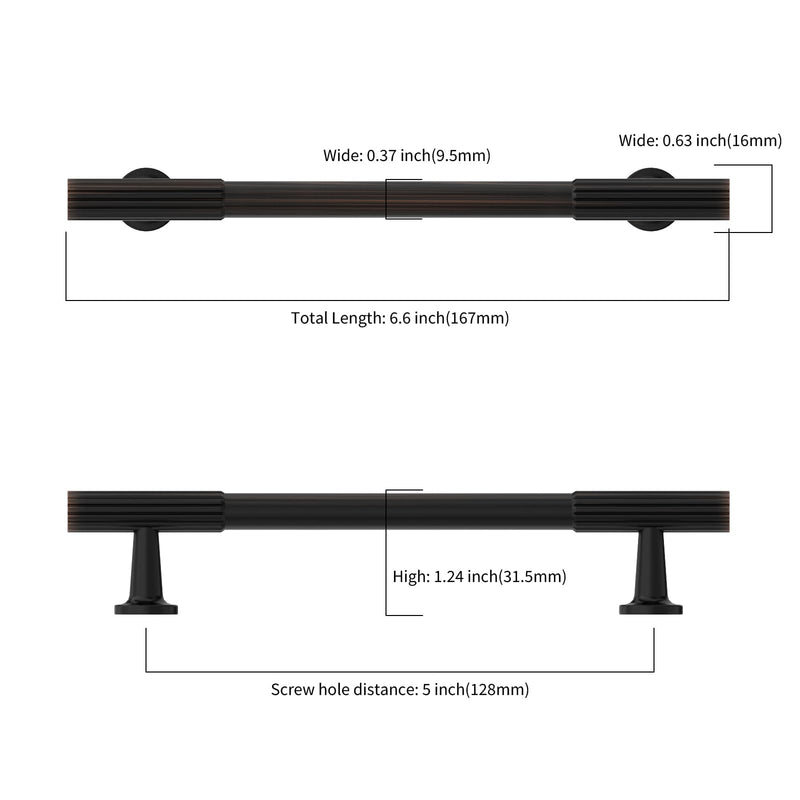 10 Pack 5 Inch(128mm) Kitchen Cabinet Handles Oil Rubbed Bronze Cabinet Pulls Kitchen Cabinet Hardware Drawer Pulls for Cupboard Wardrobe 5 Inch Hole Center