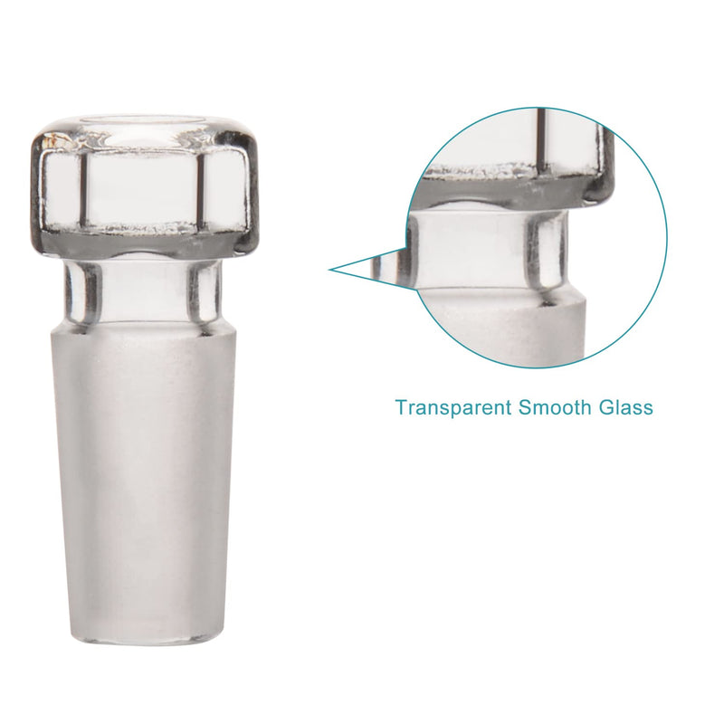 stonylab Glass Hex Head Hollow Stopper, Hexagonal Glass Stopper for 14/20 Outer Joint with Closed Bottom, Ideal for Sealing Lab Glassware, for Laboratory Use Only (5 Packs) 14/20 Joint