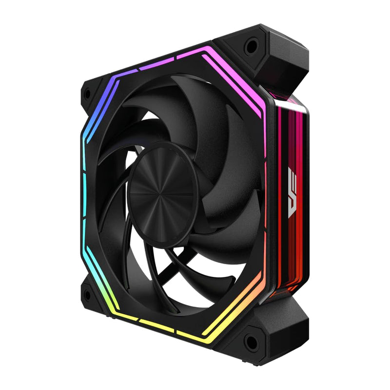 darkFlash INF34 120MM PC Case Fan, Daisy-Chain, up to 2000RPM Cooling, 4-Pin PWM, ARGB CPU Cooling Computer Fan, 3 Pack (Reversed, Black) Reverse