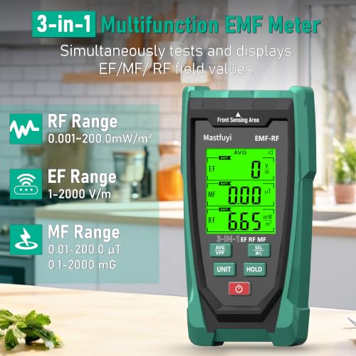 3‑in‑1 EMF Detector, Rechargeable EF MF RF Radiation Meter