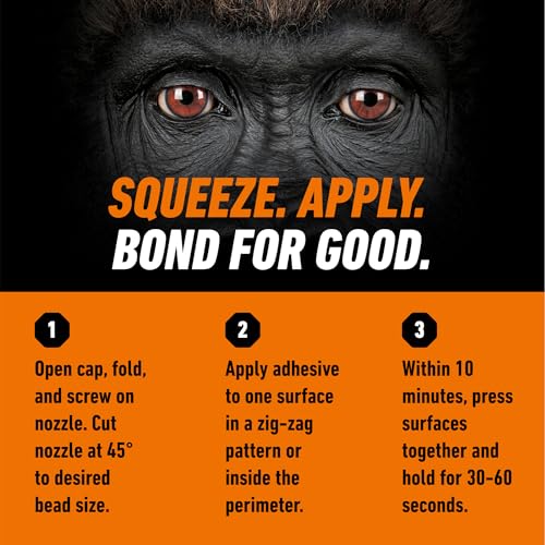 Gorilla Max Strength Construction Adhesive, 2.5 oz (Pack of 3), Clear, Waterproof for Quick Fixes Touch Ups, Bonds Wood Metal Glass Tile Stone Drywall, Indoor Outdoor Gap-Filling Paintable 1 Pack 2.5oz (Pack of 3)