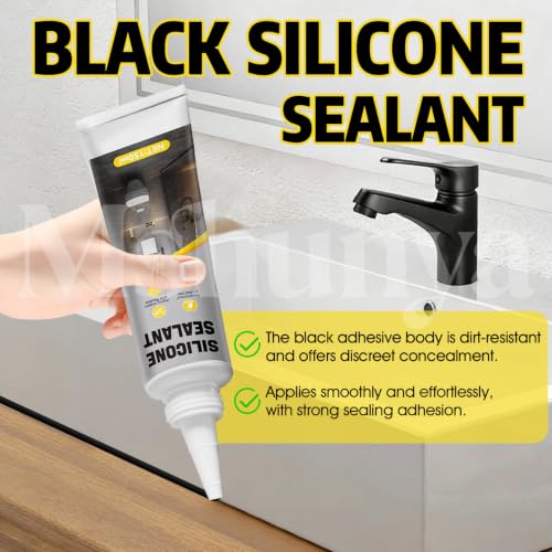 Black Caulk, Flexible Waterproof, Elastic Formula, Weather Resistant, 5 Oz Black