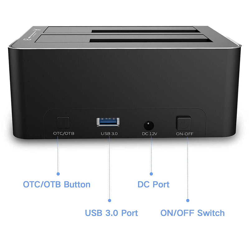 RSHTECH 3.5 inch Aluminum SATA Hard Drive Enclosure + SATA Dual Bay Hard Drive Docking Station