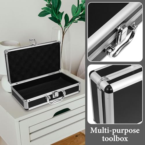 DOITOOL Aluminum Alloy Tool Box Portable Lockable Carrying Suitcase Multi-Purpose Storage Box with Handle Large Capacity Organizer for Hardware Accessories Home Office Travel Workshop Black