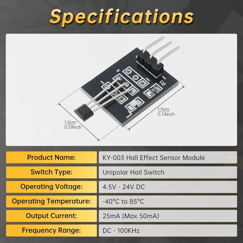10Pcs Hall Effect Magnetic Sensor Modules KY-003 A3144E 4.5V-24V