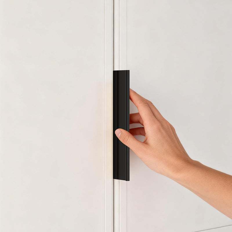 Peaha 10 Pack Black Finger Pulls for Cabinets Edge Pulls for Cabinets Black Cabinet Handles Kitchen Concealed Drawer Pull 5 Inch Hole Center 5-1/16in(128mm) hole center