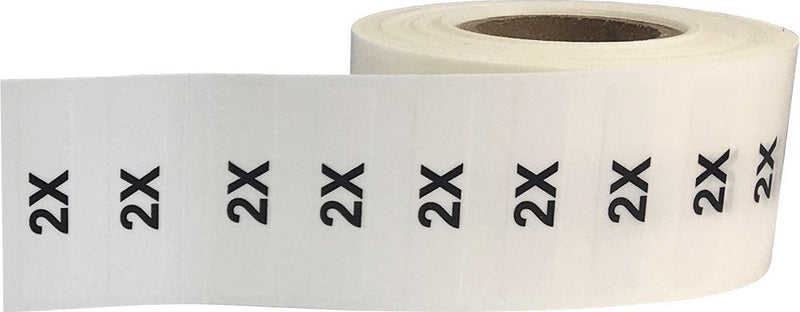 2X Clothing Labels – Clear Size Strip Stickers with Black Text, 1.25 x 5 Inch Adhesive Labels, 125 Total Stickers for Retail Apparel, Clothing Organization, and Inventory – Made in The USA 2x