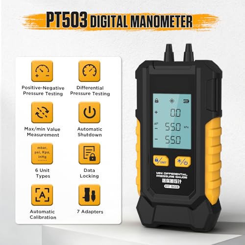 PT503 Manometer Gas Pressure Tester Dual-Port -100 to 300 KPa