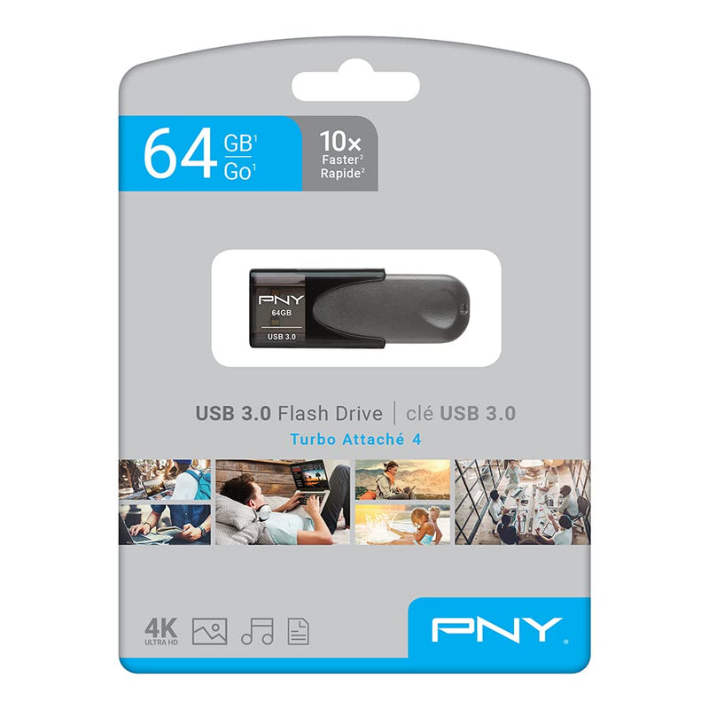 PNY 64GB Turbo Attache 4 USB 3.0 Flash Drive (Pack of 2) 1 Count (Pack of 2)