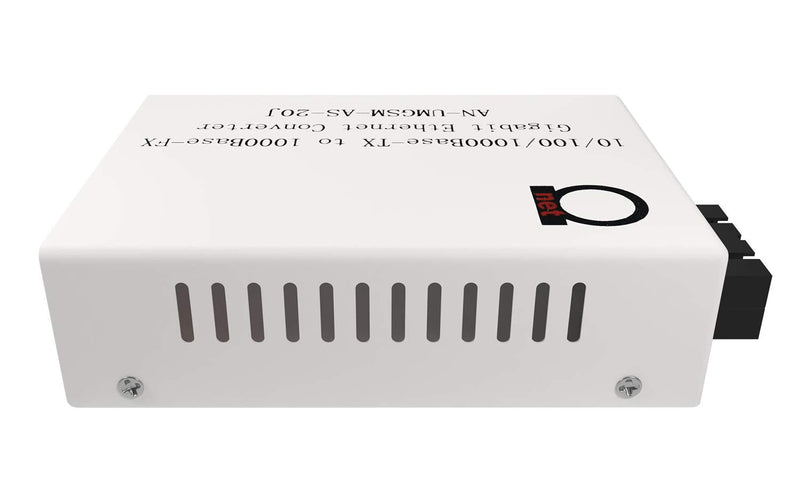 Single Mode Gigabit Fiber Media Converter - Built-In Fiber Module 20 km (12.42 miles) SC – to UTP Cat5e Cat6 10/100/1000 RJ-45 – Auto Sensing Gigabit or Fast Ethernet Speed - Jumbo Frame - LLF Support