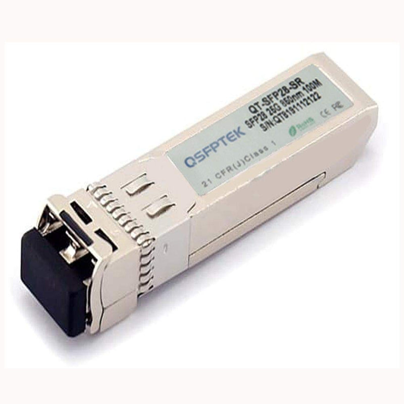 QSFPTEK 25G SFP28 Module, 25Gbase-SR Network Transceiver, 850nm 100m DOM LC, Multi-Mode Optical Mini Gbic for Juniper QFX-SFP-25G-SR 25GBASE-SR:100m