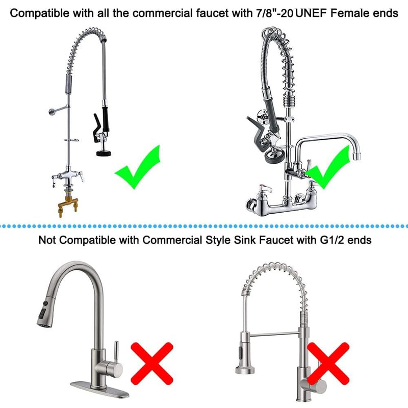 Pre Rinse Sprayer Valve, 1.42 GPM High Pressure Commercial Pre Rinse Spray Head Dish Sprayer Replacement Kit for Restaurant Industrial Faucets, Chrome Finished Gray