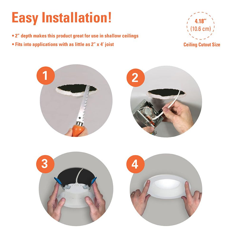 HALO RL 4 in Canless LED Recessed Ceiling Light with Selectable Color Temperature 2700K-5000K, Dim to Warm, 600/900lm Dimmable IC Rated Wet Rated Indoor Outdoor Ceiling Light (Packaging May Vary) 600/900 Lumens 4 inch