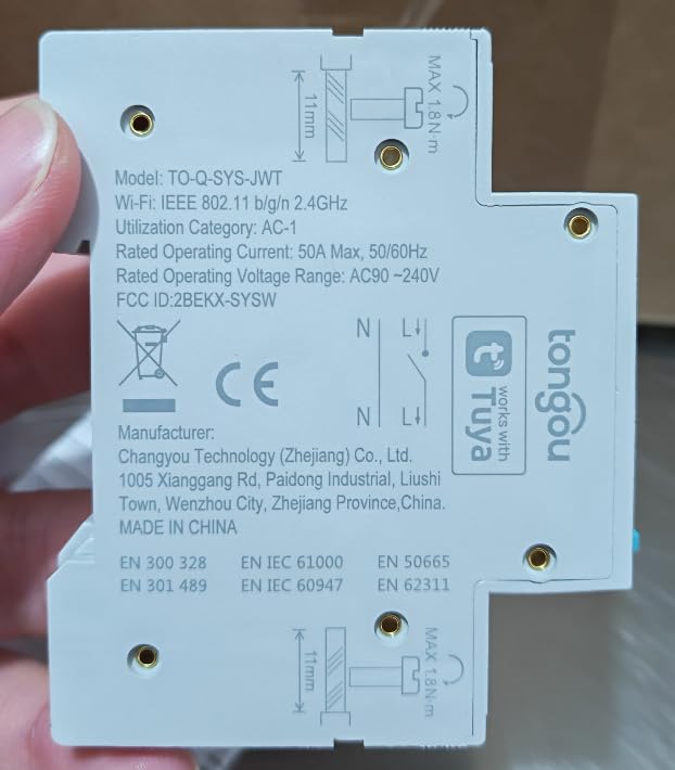 TONGOU Smart Wifi Switch, 1P+N AC90-240V 1-50A, Smart Life/Tuya APP Remote Control, with Power Monitoring, Export/Clear Power Data, DIN Rail Mounted, with LCD Display, Recloser Function, FCC Certified