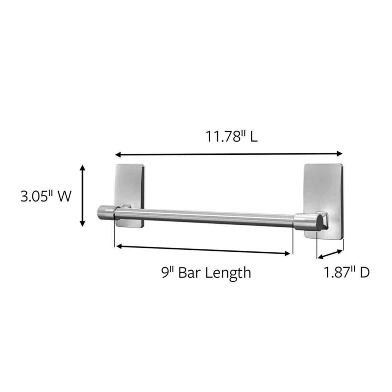Command Towel Bar with Water Resistant Strips, Organize Your Bathroom, Easy to Open Packaging Satin Nickel 9 inches
