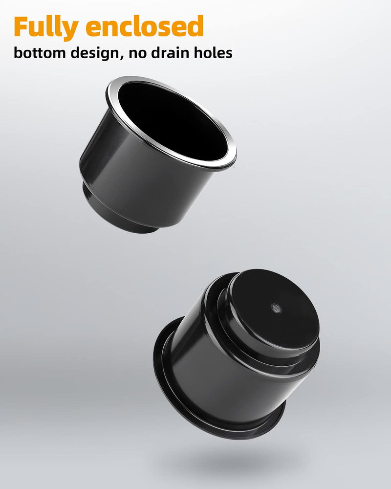 JoyTutus Cup Holder Insert 2pcs for RV Boat Car Couch Golf Cart, Elegant Chrome, Large Plastic Universal Drop in Cup Holder for Pontoon Table Sofa 2Pack