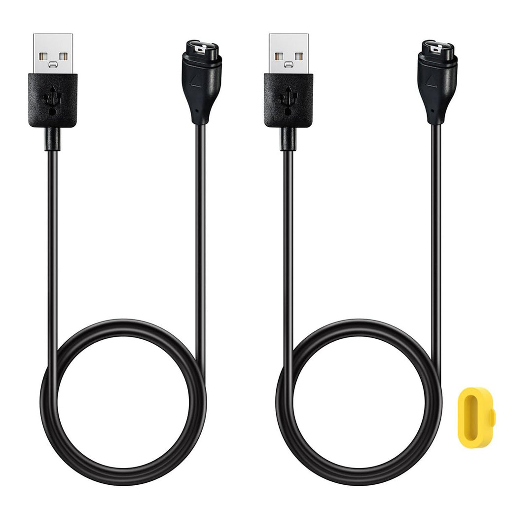 Charger for Garmin Forerunner 55/255/745, Replacement USB Charging Cable Cord Plus a Yellow Silicone Charger Port Protector Anti Dust Plug for Forerunner 55, 255, 745 Smart Watch [2Pack, 3.3ft/1m]