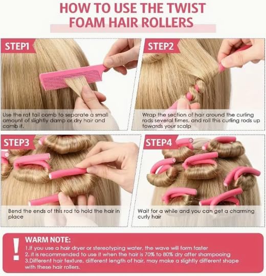 Pack of 10 Foam Heatless Hair Curlers - Flexible Curling Rods | Hair Curlers No Heat Set - Bendy Rollers for Hair Curling - Foam Rollers - Overnight Hair Rods - Flexible Curling Rods