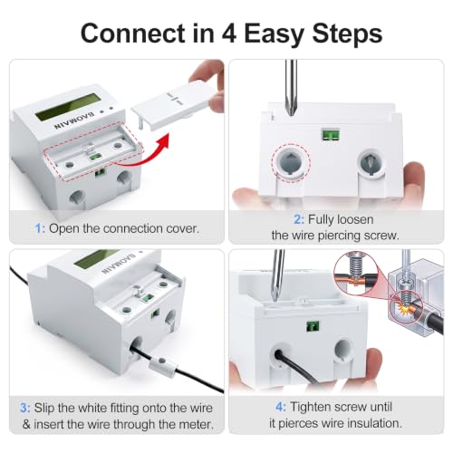 Baomain Single Phase DIN Rail 220V kWh Meter, AC Electricity Monitor