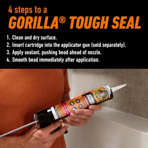 Gorilla Ultimate Sealant Kitchen & Bath Caulk, White, 9oz Cartridge