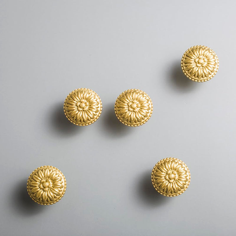 Brass Cabinet Round Knobs, 4 Pack Gold Euro Style Cabinet Knob Dresser Drawer Modern Dresser Drawer Knobs, Vintage Brass Cabinet Knobs 4pack
