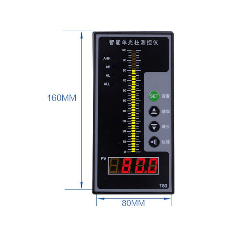 Level Meter Sensor, T80 Intelligent Light Column Display Integral Liquid Oil Water Depth Detector Controller with LCD Display