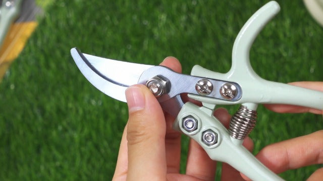 4 Pack Garden Pruning Shears Set, Lightweight Gardening Scissors with Safety Lock, Rust Resistant Bypass and Straight Blade Garden Clippers for Plants, Flowers, Fruit Trees, Green
