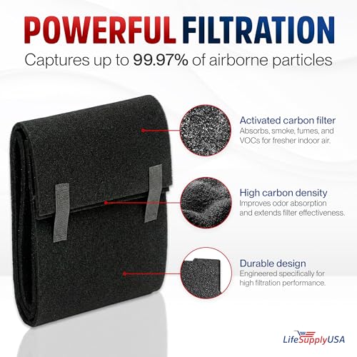 Cut to Fit Activated Carbon Filter Sheet 10x49" Compatible with Honeywell Furnace HVAC, Universal Air Purifier Charcoal Filter Roll for HVAC, AC, Window, Range Hood by LifeSupplyUSA 10 x 49 in 1 Pack