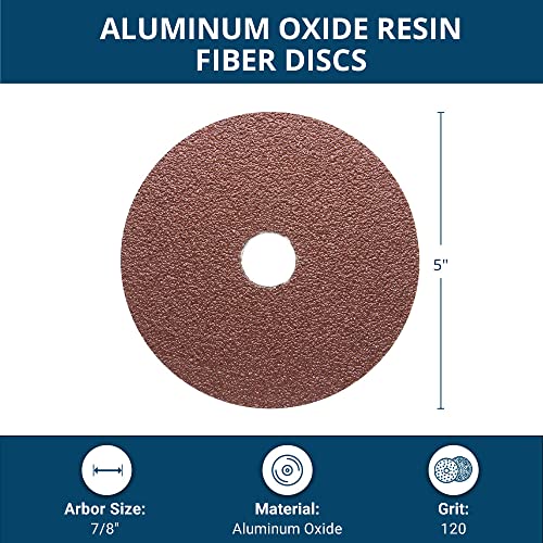 Benchmark Abrasives 5" Resin Fiber Sanding Discs, 120 Grit, 25-Count
