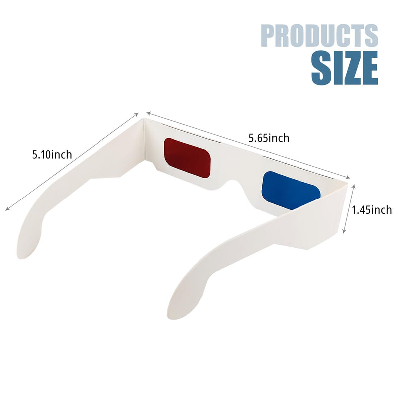 5 Pairs 3D Paper Glasses, Red Blue 3D Glasses, 3D Viewing Glasses Anaglyph 3D Glasses for Movies, TV 5