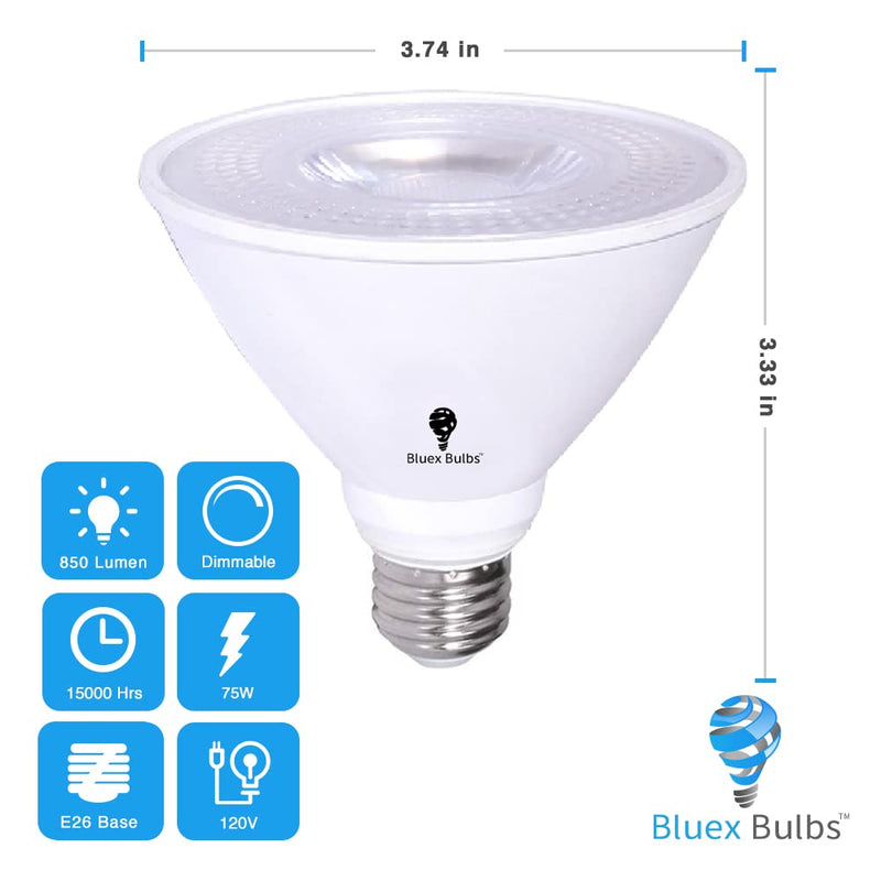 6 Pack PAR30 Short Neck LED Flood Light Bulb 10W 75 Watt Equivalent 850 Lumens Waterproof E26 3000K Warm White Super Bright PAR30 LED Bulb for Security, Led Spotlight Bulb Led Recessed Light Bulbs 3000k - Warm White