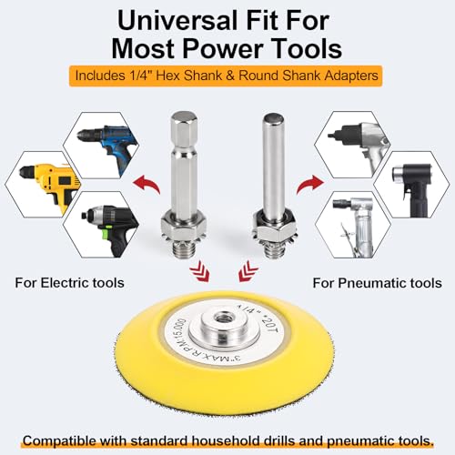 3Inch Wet Dry Headlight Restoration Kit, Drill Sanding Polishing Attachment