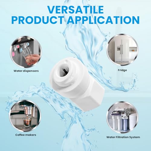 Metpure 1/4" OD Quick Connect x 1/4" Comp (7/16" UNS Thread) Female Faucet Adapter Fitting for Water Filtration RO Faucet Adapter. White.