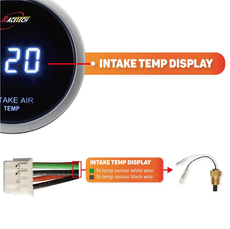 Motor Meter Racing 52mm 2-1/16" Digital Air Intake Intercooler Temperature Gauge °F Blue LED Racetech Single Intake Intercooler Temp