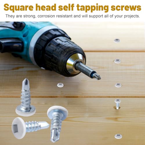 White Square Drive Trailer Exterior Self Tapping Screws #8x1/2 200 Pack