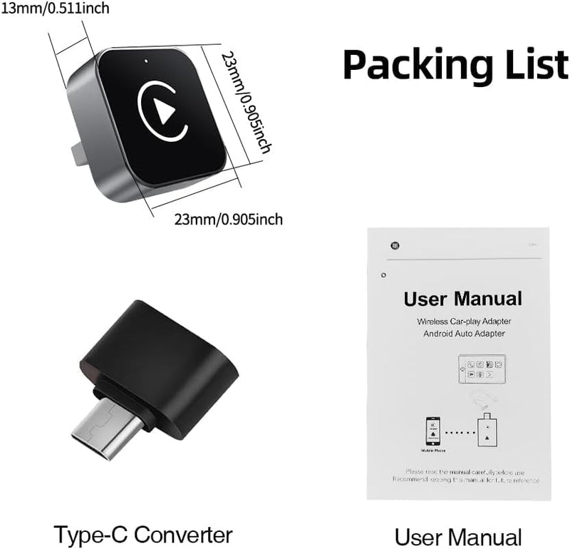 Wireless CarPlay Adapter for iPhone, Android, 2026 Upgrade Convert Wired to Wireless Apple CarPlay Adapter, Mini Size USB Stable Control, Plug and Play