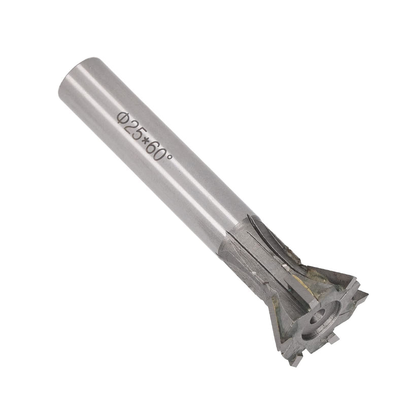 25mm Dovetail Milling Cutter, 6 Flute Carbide End Mill, 60 Degree Straight Shank for Ferrous and Nonferrous Metals