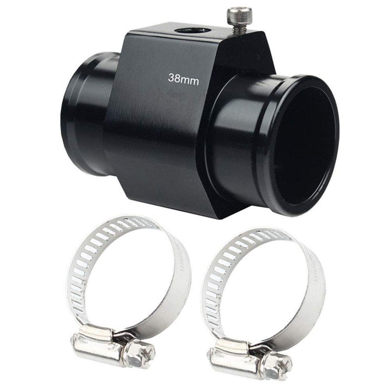 Black Aluminum Water Temp Meter Temperature Gauge Joint Pipe Radiator Sensor Adaptor Attachment Hose Clamps 38mm Black