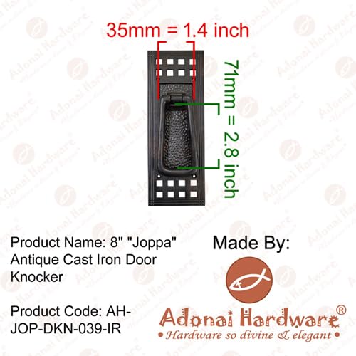 Adonai Hardware Joppa Antique Iron Door Knocker (Black Powder Coated)