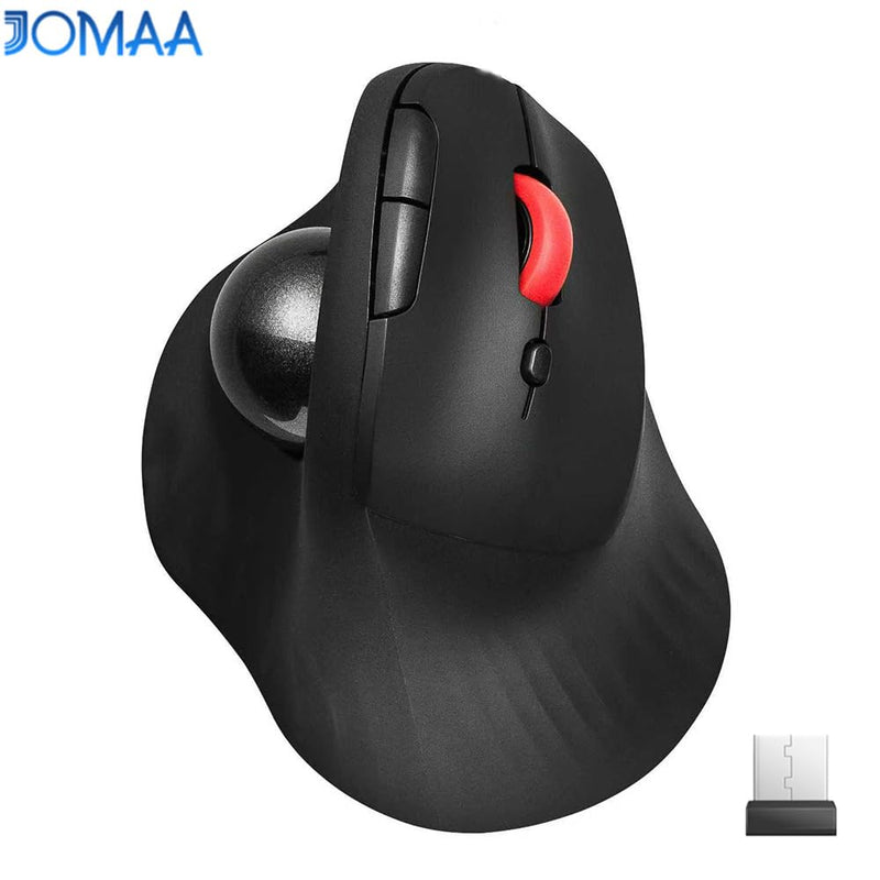 Dual Mode Wireless Vertical Computer Trackball Mouse, Ergonomic Bluetooth Thumb-Control Mouse with Quiet Clicks Ergonomic Design Adjustable CPI ,Built-in 500mAh Battery Rechargeable for PC/Mac/Laptop
