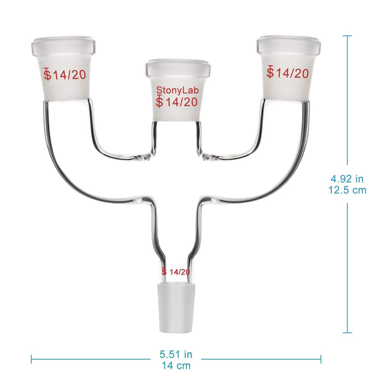 stonylab 4 Way Claisen Distillation Adapter with 14/20 Joints Connecting Adapter Lab Supply