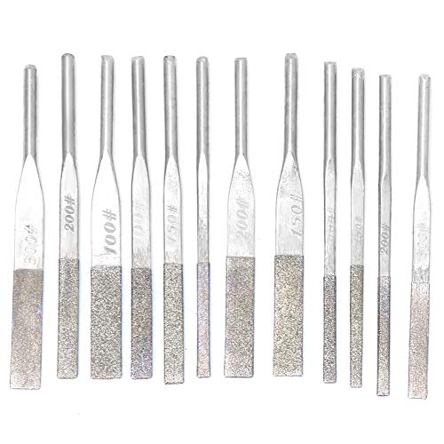  [AUSTRALIA] - Garosa 12 Piece Precision Needle File Set, Multi Grit Machine Files for Metal Grinding and Reciprocating Tools, Professional Shank Taper Files 100 150 200 300 Grit