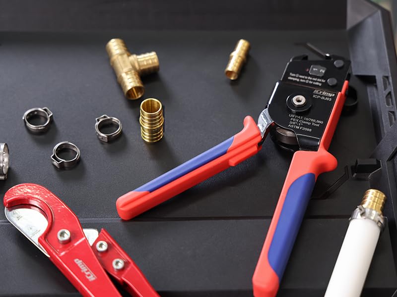 iCrimp ICP-BJ03 PEX Clamp Tool for Cinch and Removal of 3/8-in, 1/2-in, 3/4-in and 1-in PEX Clamp Rings, One-handed PEX Crimping Tool Clamp&Removal Tool