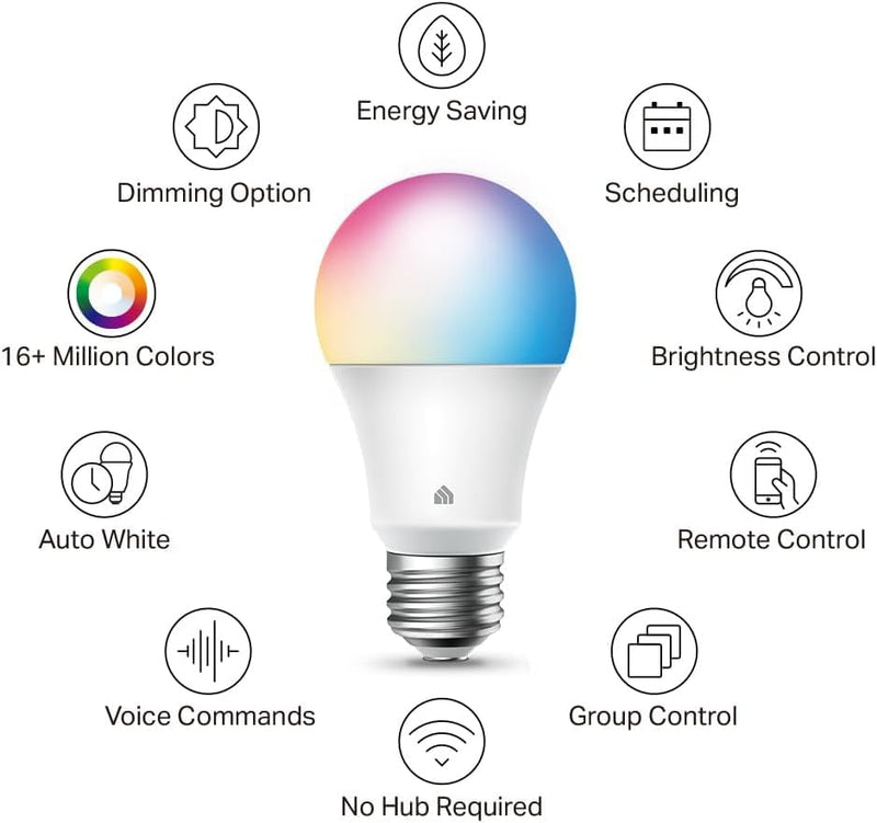 Kasa Smart Light Bulbs, Full Color Changing Dimmable Smart WiFi Bulbs Compatible with Alexa and Google Home, A19, 9W 800 Lumens,2.4Ghz only, No Hub Required, 4 Count (Pack of 1), Multicolor (KL125P4) 4 Pack 800 Lumens, 4-Pack