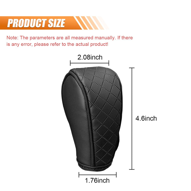 Leather Car Gear Shift Cover, Anti-Slip Dust Waterproof Gear Shifter Stick Protector, Soft Breathable Universal Automotive Shift Knob Decoration Accessories, Fit Car, SUV, Truck (Black) Black