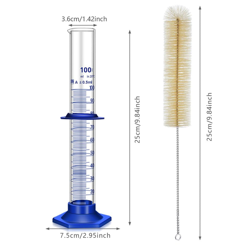 5PCS Graduated Cylinder Measuring Cylinder Thick Glass Lab Cylinders (100ML) 100ML