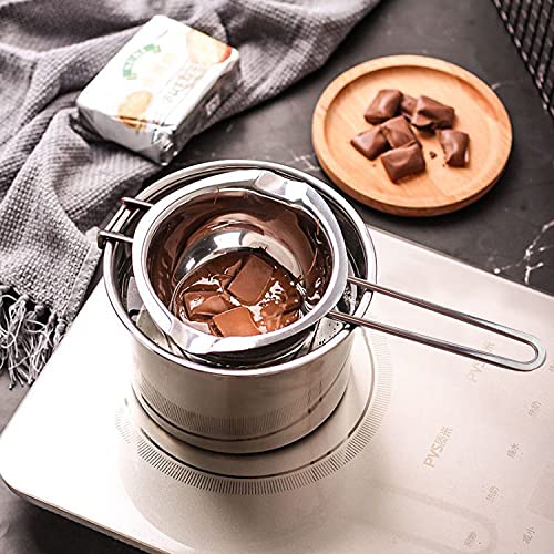 1000ML Double Boiler Pot with 2200ML Stainless Steel Pot and Silicone Spatula, Double Boiler Set for Melting Chocolate,Candy, Soap, Wax, Candle Making 2200 ML+1000ML Multicolor