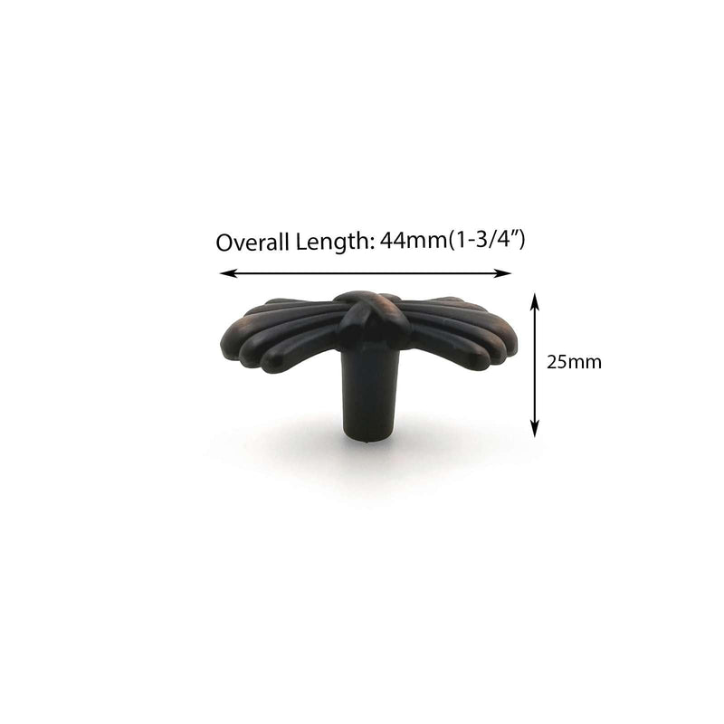 Modket Cascade Series Solid Traditional Classic Kitchen Cabinet Pull Handle — 1-3/4" Knob — Oil Rubbed Bronze — 10 Packs